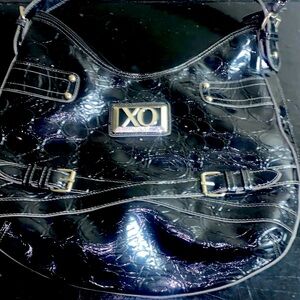 Black patent y2k bling xoxo bag